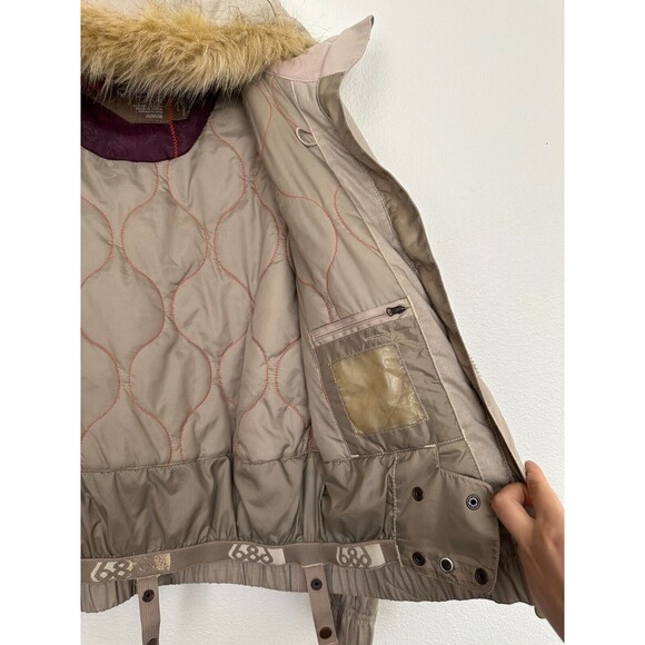 686 Mannual Snowboard Jacket Full Zip Tan Fur Trim Hooded Beige Size Women's XS - Picture 9 of 11